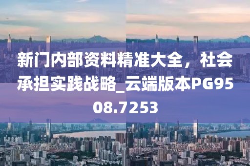 新门内部资料精准大全，社会承担实践战略_云端版本PG9508.7253