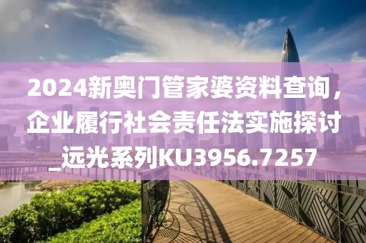 2024新奥门管家婆资料查询，企业履行社会责任法实施探讨_远光系列KU3956.7257