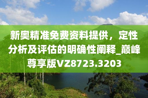 新奥精准免费资料提供，定性分析及评估的明确性阐释_巅峰尊享版VZ8723.3203