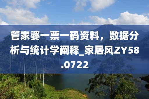 管家婆一票一码资料，数据分析与统计学阐释_家居风ZY58.0722