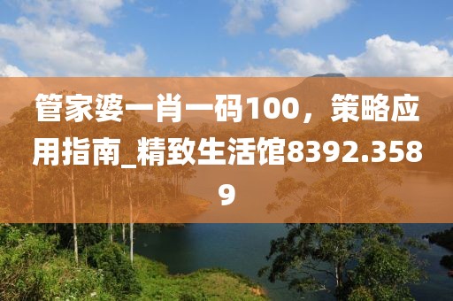 管家婆一肖一码100，策略应用指南_精致生活馆8392.3589