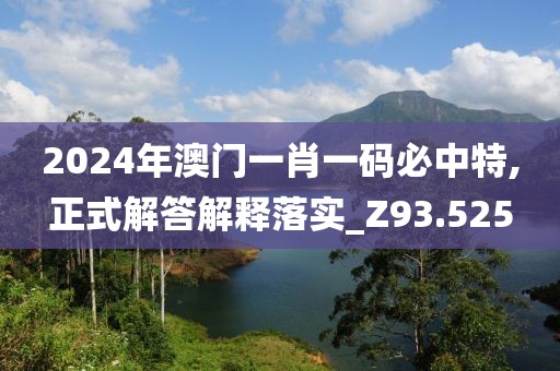 2024年澳门一肖一码必中特,正式解答解释落实_Z93.525