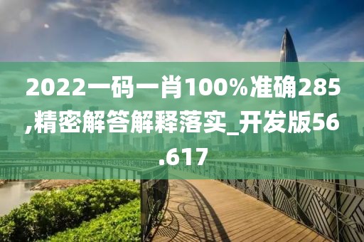 2022一码一肖100%准确285,精密解答解释落实_开发版56.617