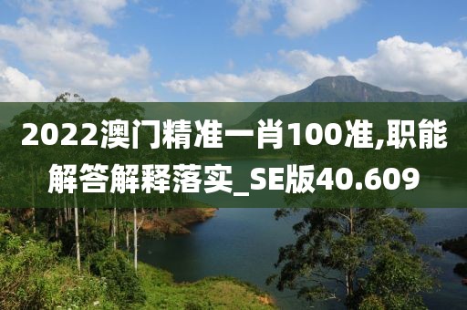 2022澳门精准一肖100准,职能解答解释落实_SE版40.609