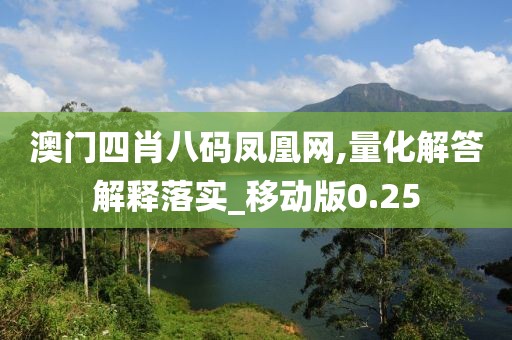 澳门四肖八码凤凰网,量化解答解释落实_移动版0.25