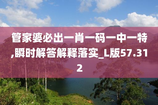 管家婆必出一肖一码一中一特,瞬时解答解释落实_L版57.312