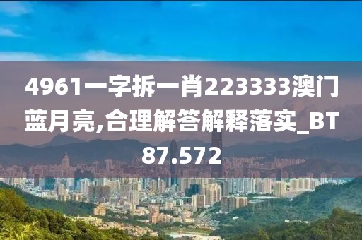 4961一字拆一肖223333澳门蓝月亮,合理解答解释落实_BT87.572