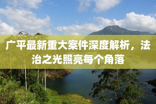 广平最新重大案件深度解析，法治之光照亮每个角落