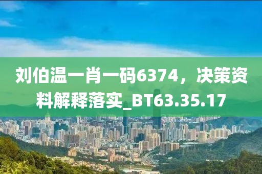 刘伯温一肖一码6374，决策资料解释落实_BT63.35.17