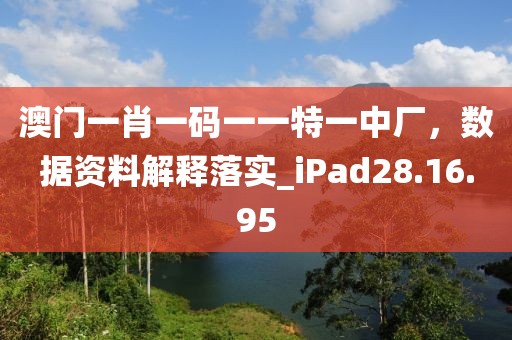 澳门一肖一码一一特一中厂，数据资料解释落实_iPad28.16.95