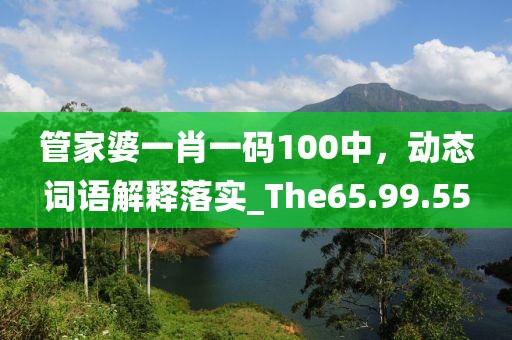 管家婆一肖一码100中，动态词语解释落实_The65.99.55