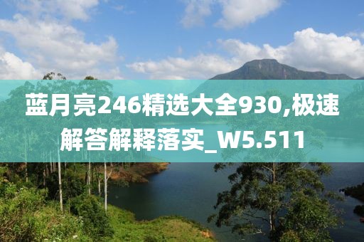 蓝月亮246精选大全930,极速解答解释落实_W5.511