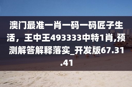 澳门最准一肖一码一码匠子生活，王中王493333中特1肖,预测解答解释落实_开发版67.31.41