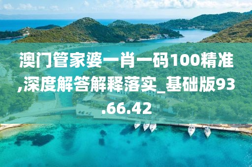 澳门管家婆一肖一码100精准,深度解答解释落实_基础版93.66.42