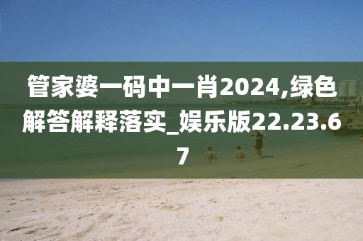 管家婆一码中一肖2024,绿色解答解释落实_娱乐版22.23.67