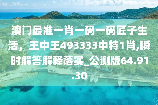 澳门最准一肖一码一码匠子生活，王中王493333中特1肖,瞬时解答解释落实_公测版64.91.30