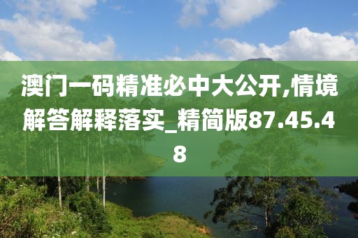 澳门一码精准必中大公开,情境解答解释落实_精简版87.45.48