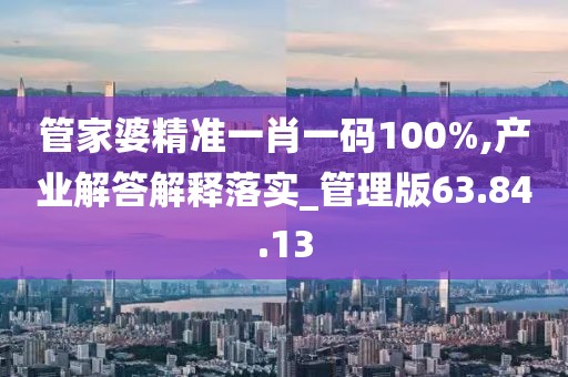 管家婆精准一肖一码100%,产业解答解释落实_管理版63.84.13